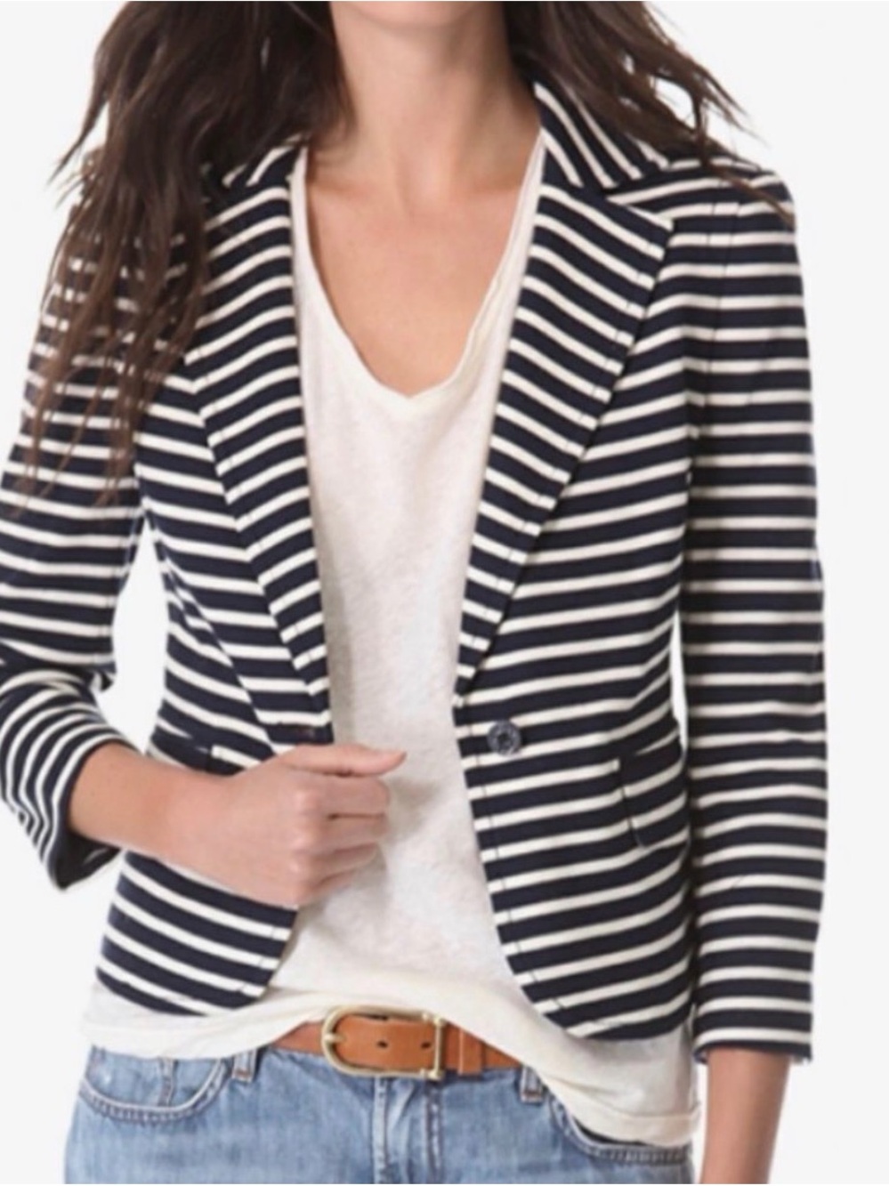 Tory Burch Striped Navy & White Women's Blazer Jacket